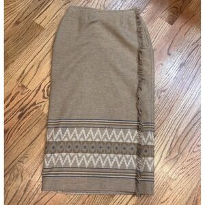 Lizsport Equestrian Wool Blend Pencil Skirt Southwestern Fringe Womens 10 VTG